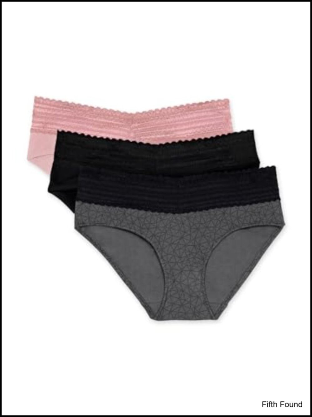 Cotton Hipster Panties 3-Pack Women's Dig-Free Waist Lace Briefs Soft Comfy